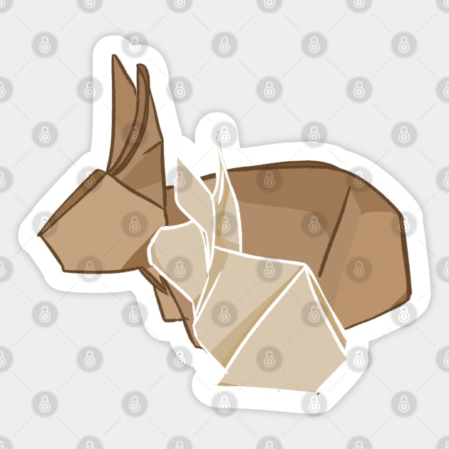 Mom and Baby Bunny _ Origami Paper Japanese Style Bunniesmee Sticker by GambarGrace